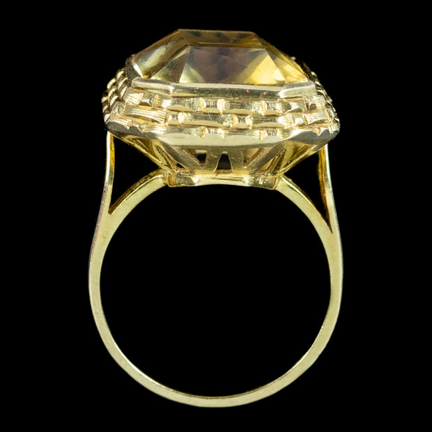 Vintage French Citrine Cocktail Ring 12ct Citrine