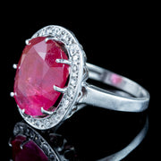 Vintage French Ruby Diamond Cluster Ring 9.2ct Burmese Ruby With Cert