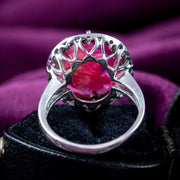 Vintage French Ruby Diamond Cluster Ring 9.2ct Burmese Ruby With Cert