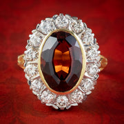 Vintage Garnet Diamond Cluster Ring 6ct Garnet Dated 1976