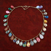 Vintage Gemstone Egg Dropper Necklace 9ct Gold