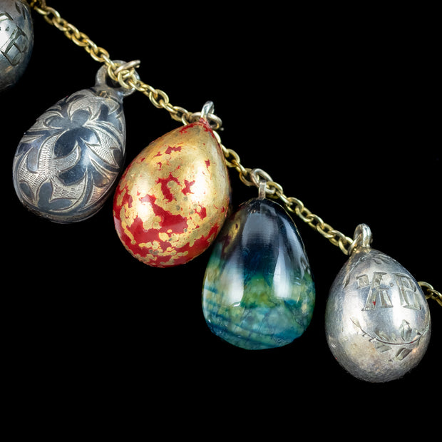 Vintage Gemstone Egg Dropper Necklace 9ct Gold