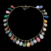 Vintage Gemstone Egg Dropper Necklace 9ct Gold