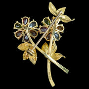 Vintage Gemstone Flower Spray Brooch 18ct Gold