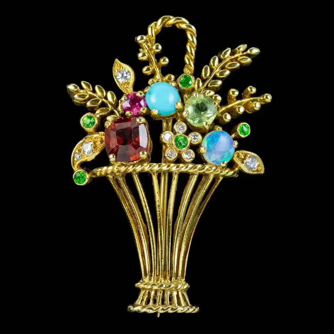 Vintage Flower Basket Brooch – Laurelle Antique Jewellery display picture 2