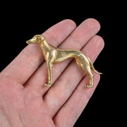 Vintage Greyhound Dog Brooch 9ct Gold Dated 1975