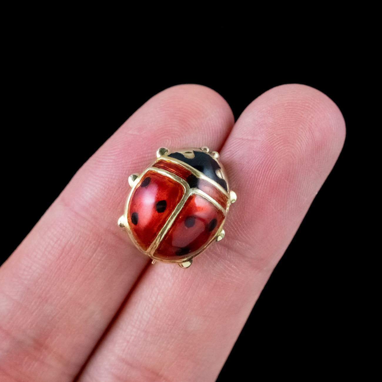 Vintage Ladybird Enamel Brooch 14ct Gold Laurelle Antique Jewellery