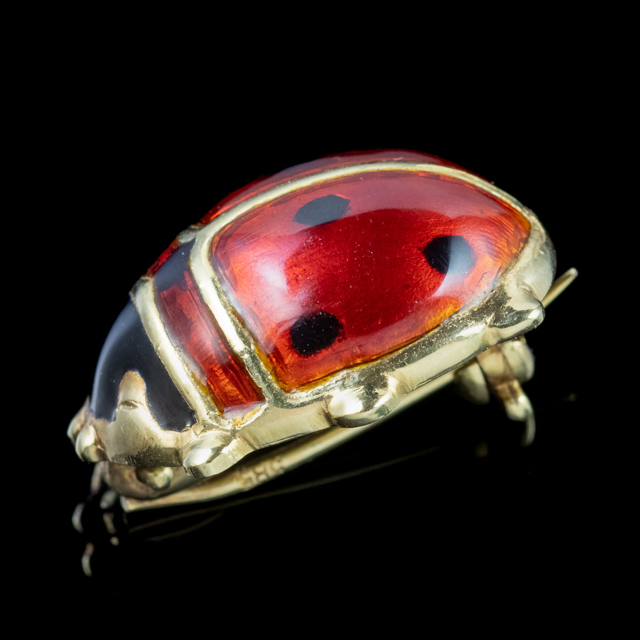 Vintage Ladybird Enamel Brooch 14ct Gold Laurelle Antique Jewellery