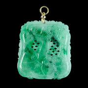 Vintage Large Jade Pendant 18ct Gold Loop