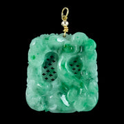 Vintage Large Jade Pendant 18ct Gold Loop