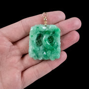 Vintage Large Jade Pendant 18ct Gold Loop