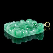 Vintage Large Jade Pendant 18ct Gold Loop