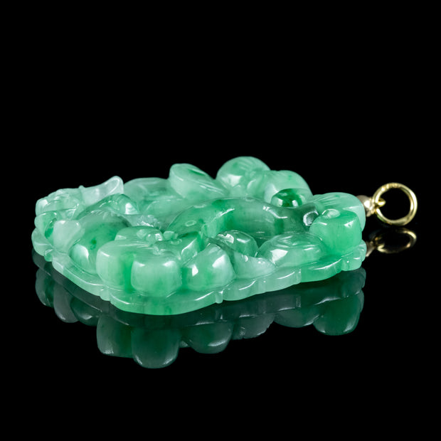 Vintage Large Jade Pendant 18ct Gold Loop