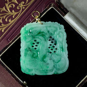 Vintage Large Jade Pendant 18ct Gold Loop