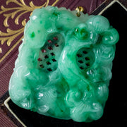 Vintage Large Jade Pendant 18ct Gold Loop