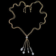 Vintage Long Crystal Tassle Chain Necklace 