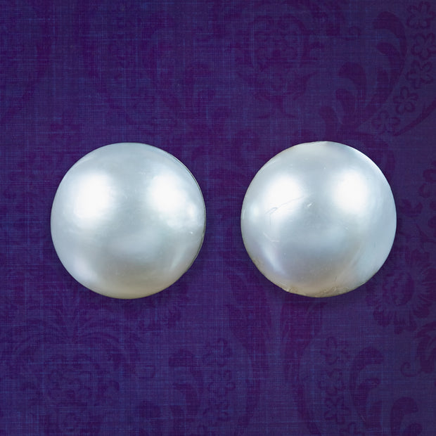 Vintage Mabe Pearl Stud Earrings 14ct Gold