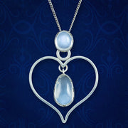 Vintage Moonstone Heart Pendant Necklace Kurt Jobst Sterling Silver