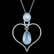 Vintage Moonstone Heart Pendant Necklace Kurt Jobst Sterling Silver