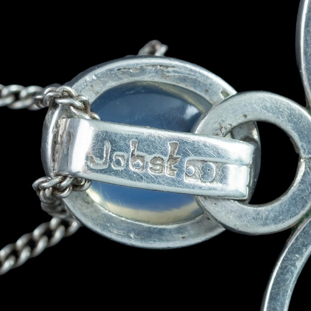 Vintage Moonstone Heart Pendant Necklace Kurt Jobst Sterling Silver