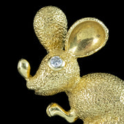 Vintage Mouse Brooch 18ct Gold Diamond Eye