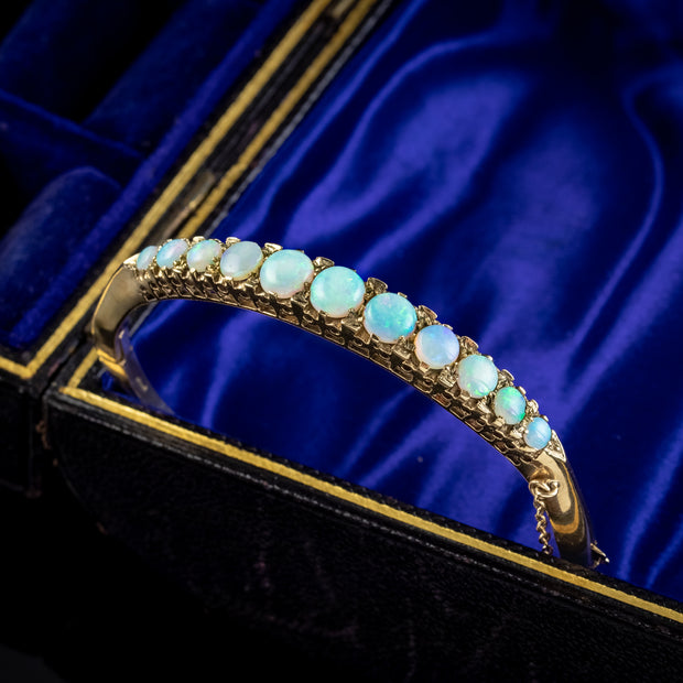 Vintage Opal Bangle 9ct Gold 4.1ct Opal Dated 1984