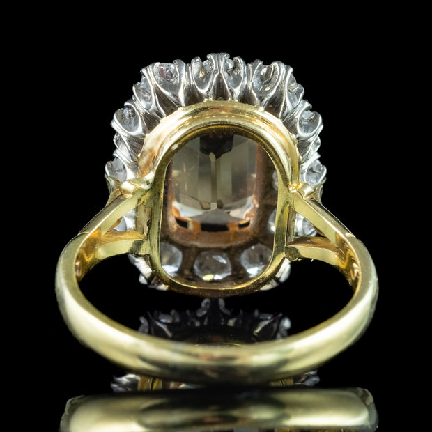 Vintage Orange Topaz Diamond Cluster Ring 2.6ct Topaz