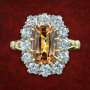 Vintage Orange Topaz Diamond Cluster Ring 2.6ct Topaz