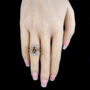 Vintage Orange Topaz Diamond Cluster Ring 2.6ct Topaz