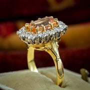 Vintage Orange Topaz Diamond Cluster Ring 2.6ct Topaz