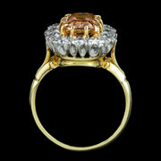 Vintage Orange Topaz Diamond Cluster Ring 2.6ct Topaz
