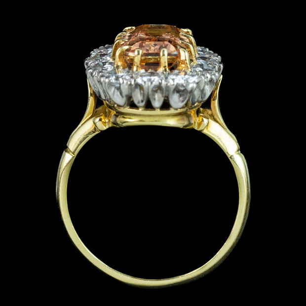 Vintage Orange Topaz Diamond Cluster Ring 2.6ct Topaz