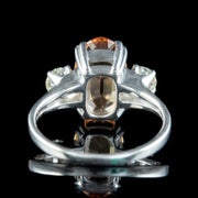 Vintage Orange Topaz Diamond Trilogy Ring 3.25ct Topaz 