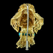 Vintage Poodle Dog Brooch 18ct Gold Turquoise Collar Ruby Eyes