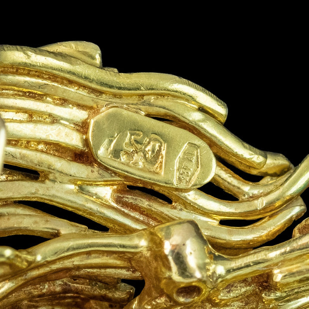 Vintage Poodle Dog Brooch 18ct Gold Turquoise Collar Ruby Eyes