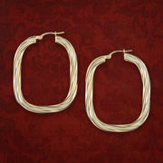 Vintage Rectangular Hoop Earrings Unoaerre 9ct Gold
