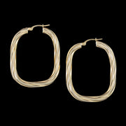 Vintage Rectangular Hoop Earrings Unoaerre 9ct Gold