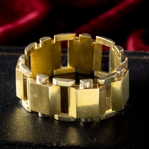 Vintage Retro Tank Bracelet 18ct Gold