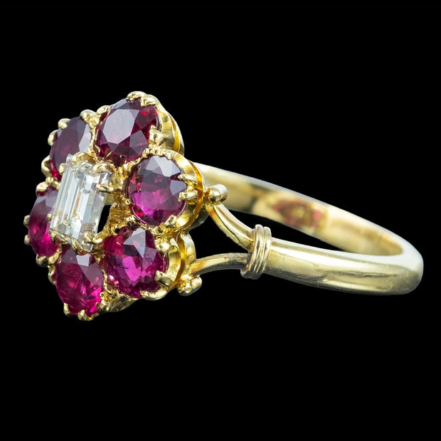 Vintage Ruby Diamond Cluster Ring – Laurelle Antique Jewellery