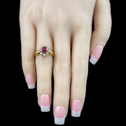 Vintage Ruby Diamond Cluster Ring Natural 0.84ct Ruby Dated 1977