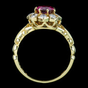 Vintage Ruby Diamond Cluster Ring Natural 0.84ct Ruby Dated 1977
