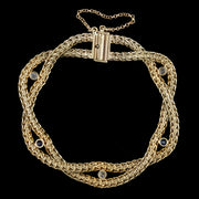 Vintage Sapphire Diamond Chain Bracelet 9ct Gold Dated 1966