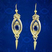 Vintage Sapphire Diamond Drop Earrings 14ct Gold