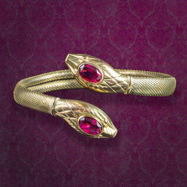 Vintage Snake Bangle Pink Paste Rolled Gold Andreas Daub