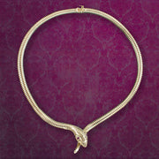 Vintage Snake Collar Necklace Ruby Eyes 9ct Gold