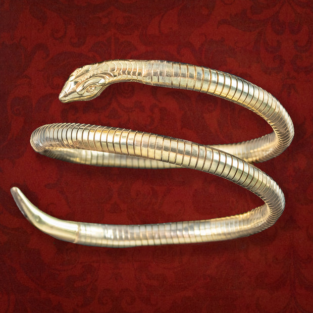 Vintage Snake Slave Bangle Rolled Gold