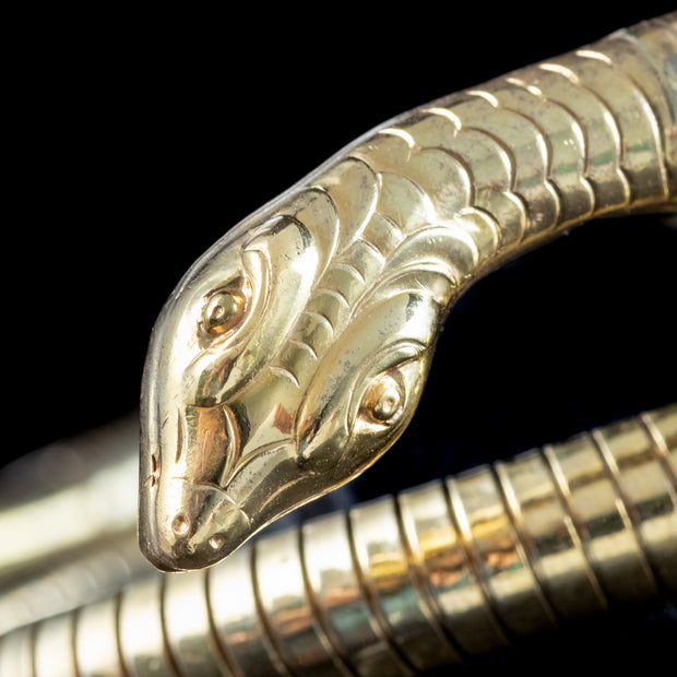 Vintage Snake Slave Bangle Rolled Gold