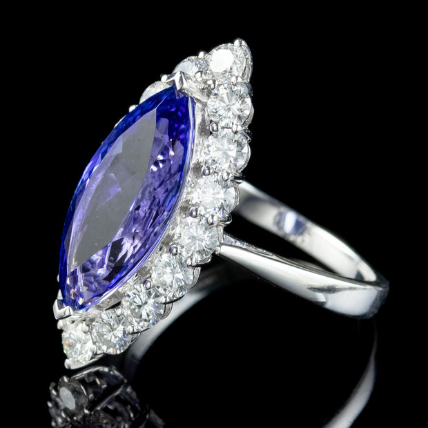 Vintage Tanzanite Diamond Navette Ring 5.53ct Aaa Tanzanite 1.83ct Diamond With Valuation