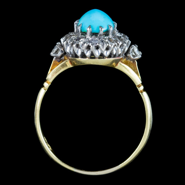Vintage Turquoise Diamond Cluster Ring Dated 1968