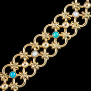 Vintage Turquoise Pearl Bracelet 9ct Gold Dated 1964